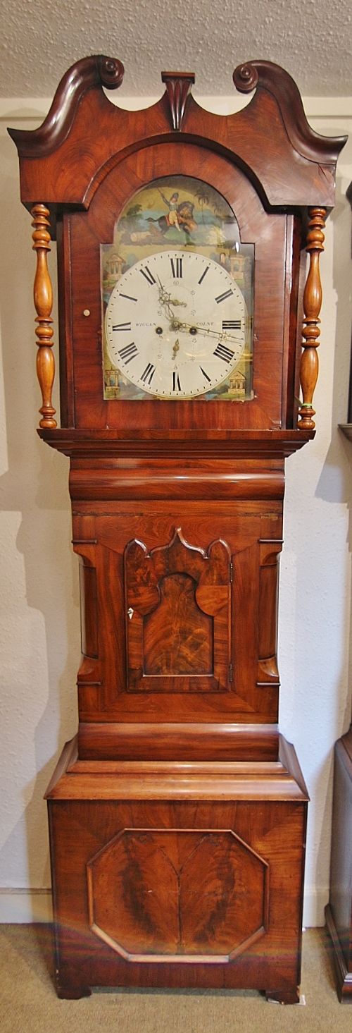 19th century mahogany arch dial 8 day 'wiggan colne'