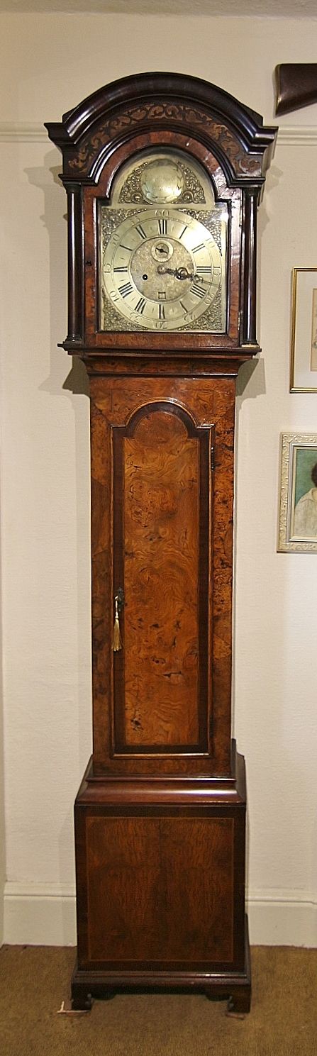18th century burr walnut brass 8 day longcase clock 'alex smith dundee'