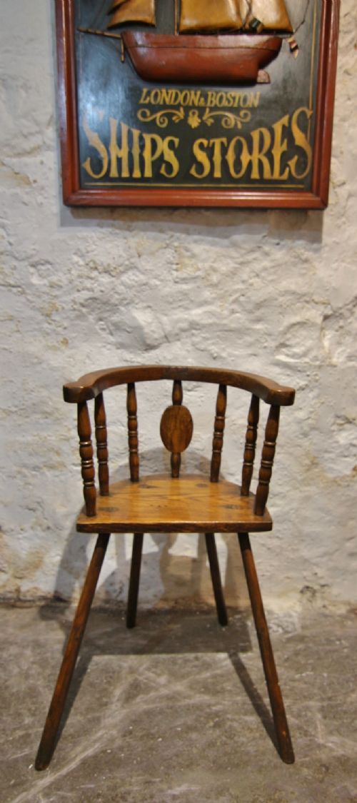 primitive 19th century welsh elm childs chair