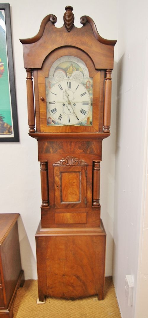 19th century mahogany moon dial longcase clock richardson of manchester