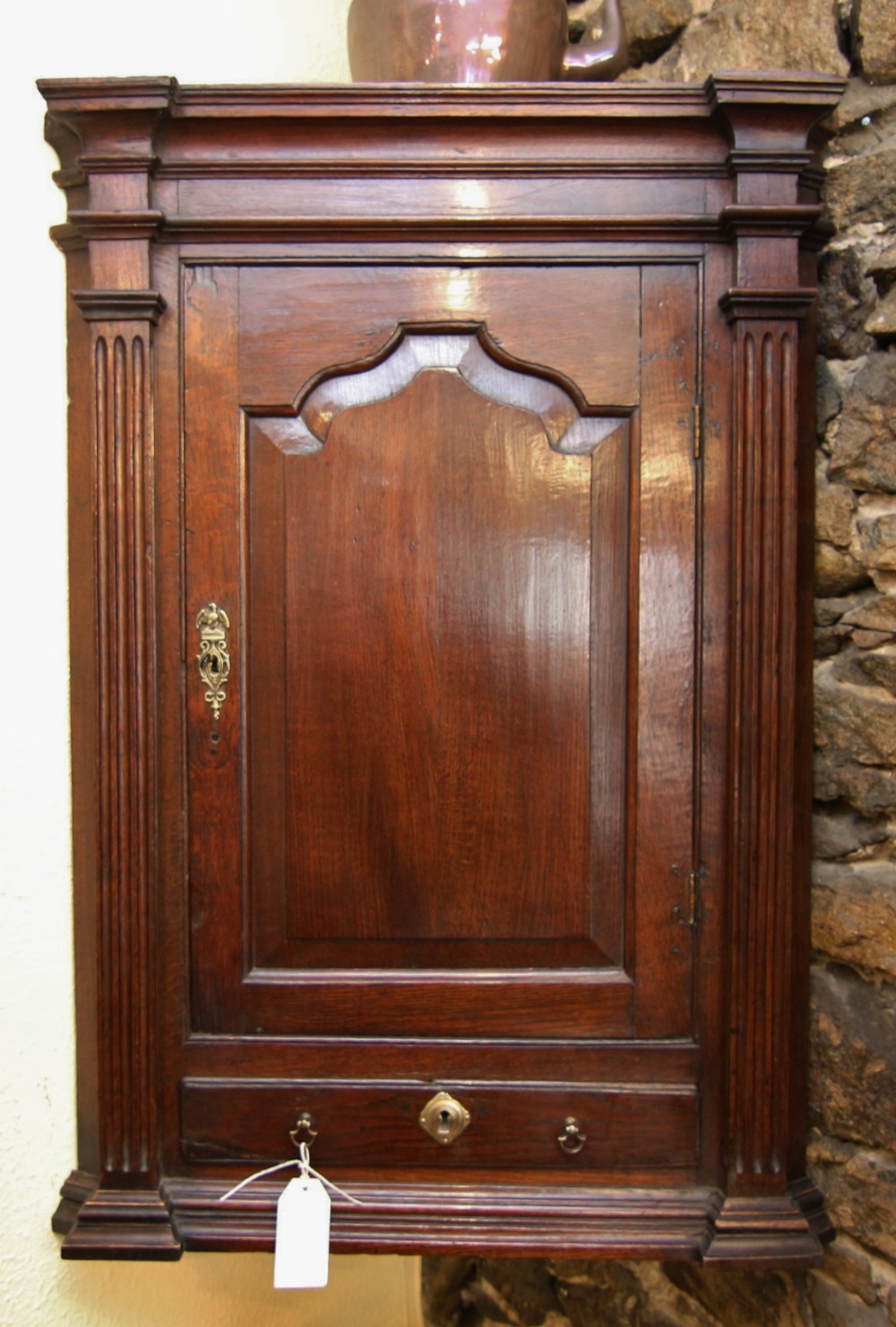 superb 18th century georgian oak corner cupboard with drawer