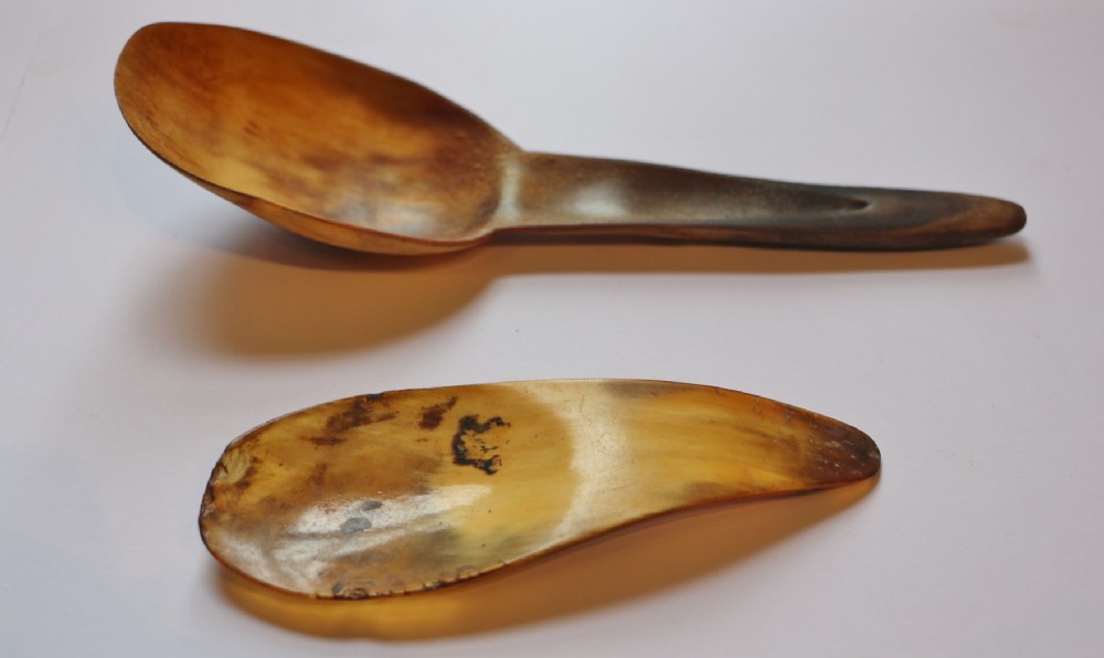 two welsh georgian primitive horn spoons