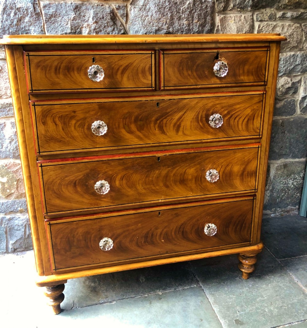 a victorian painted or scumbbled pine chest of drawers