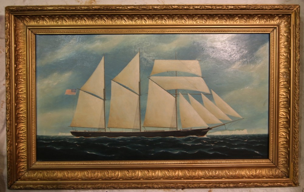 19th century ships oil portrait on wooden board english american artist c j guise