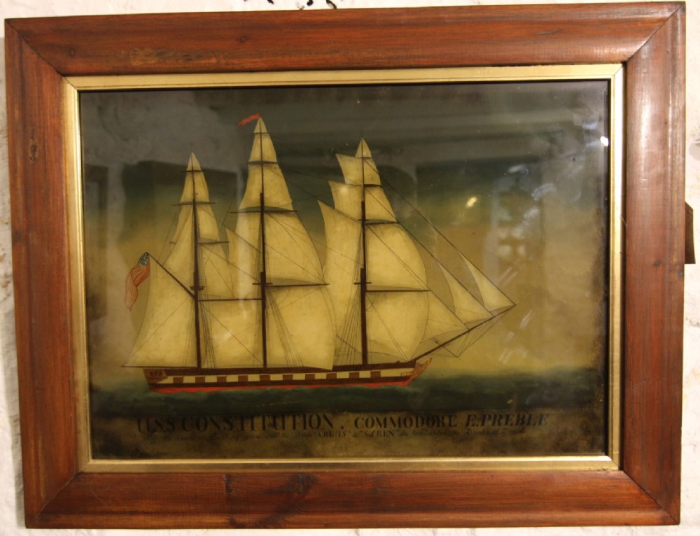 american sailing ships painting on glass