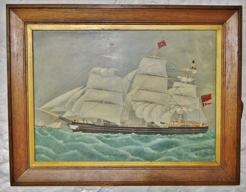 large 19th century ships oil painting
