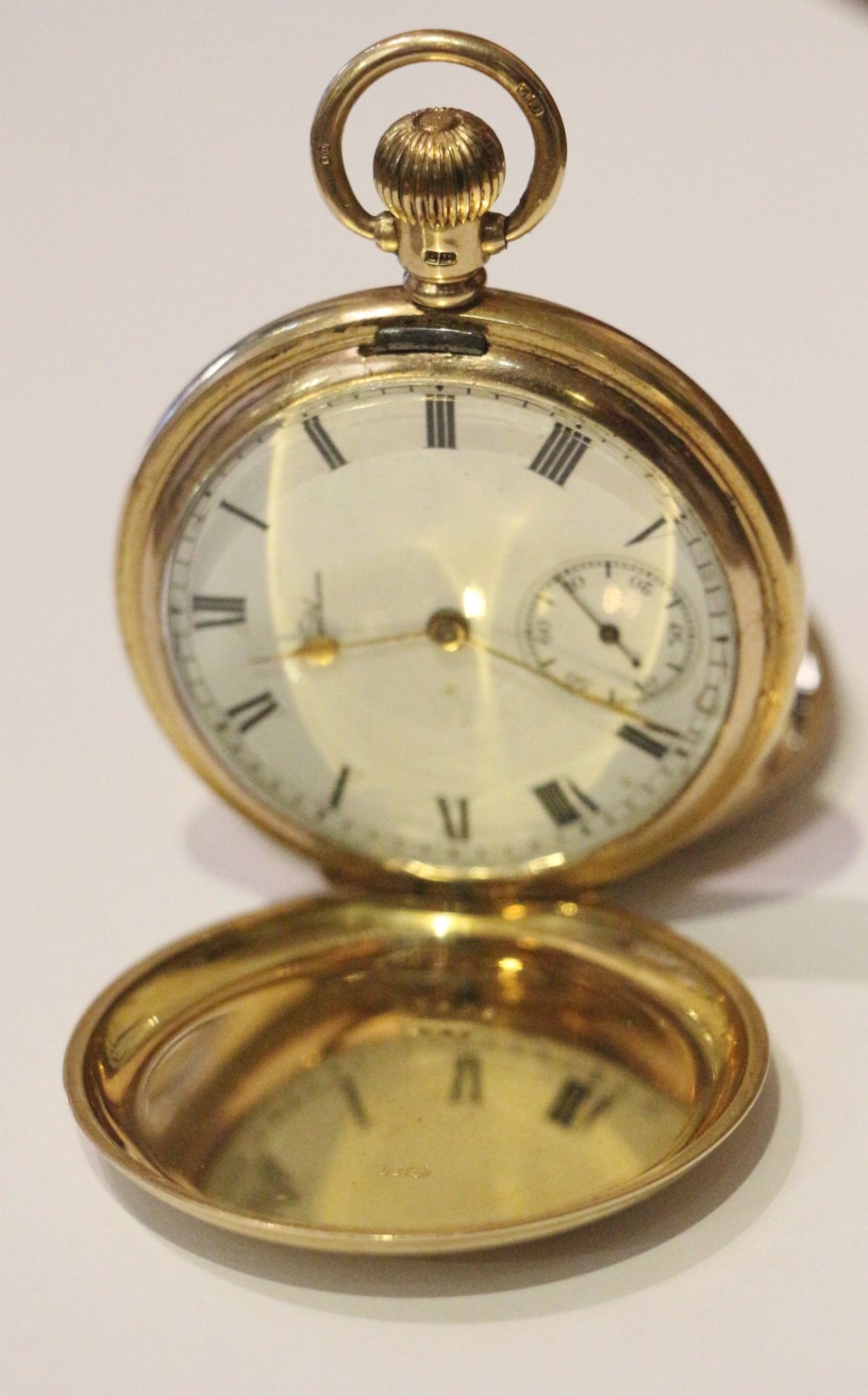 a large 18ct gold full hunter waltham pocket watch