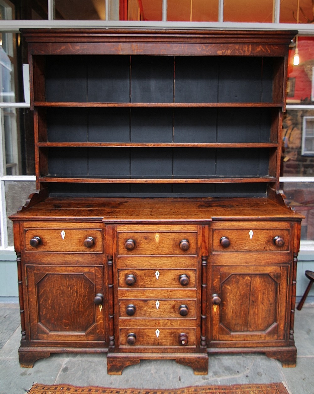 19th century welsh oak fruitwood breakfront dresser