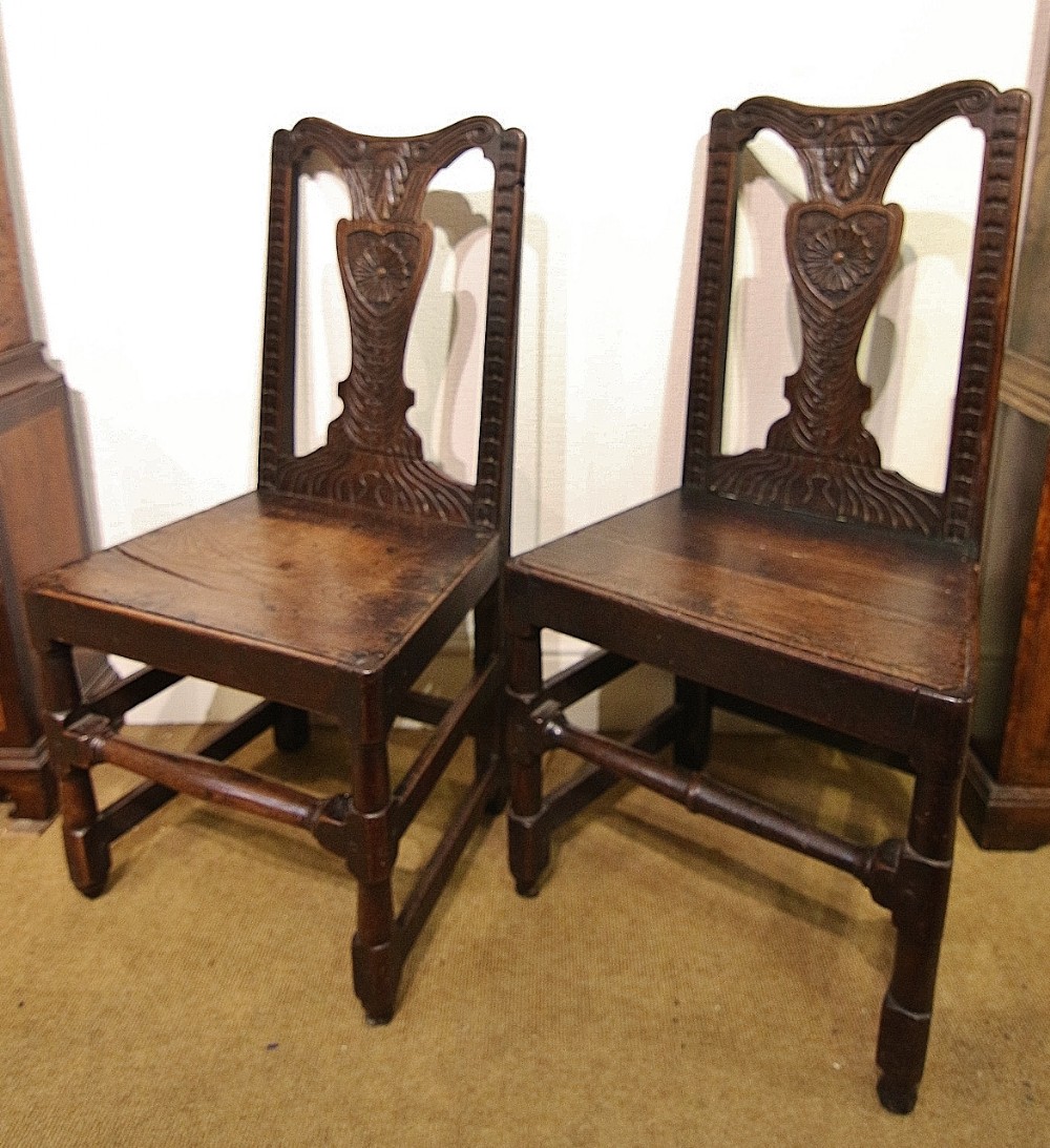 pair of early 18thc oak chairs
