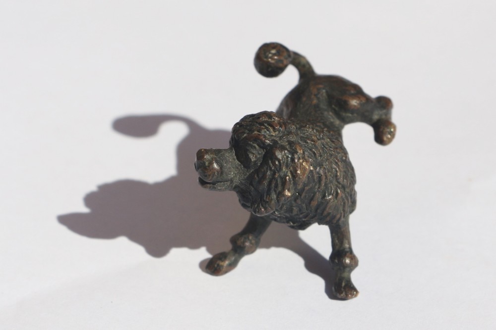 humorous late 19thc cold patinated austrian bronze 'stephan buchinger' dog cocking his leg