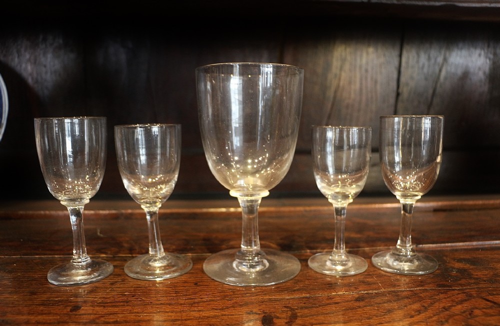 a collection of 5 19th century hand blown glasses