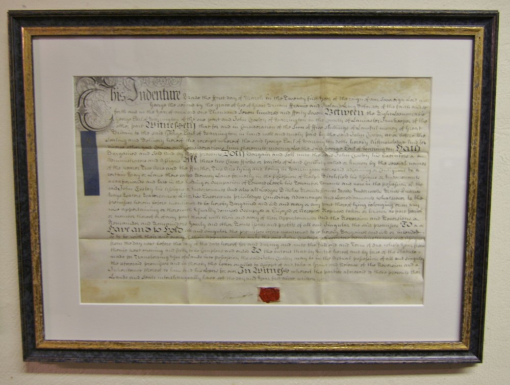 18th century framed vellum indenture