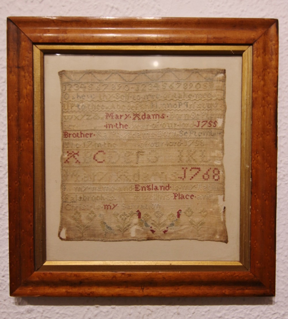 18th century framed sampler