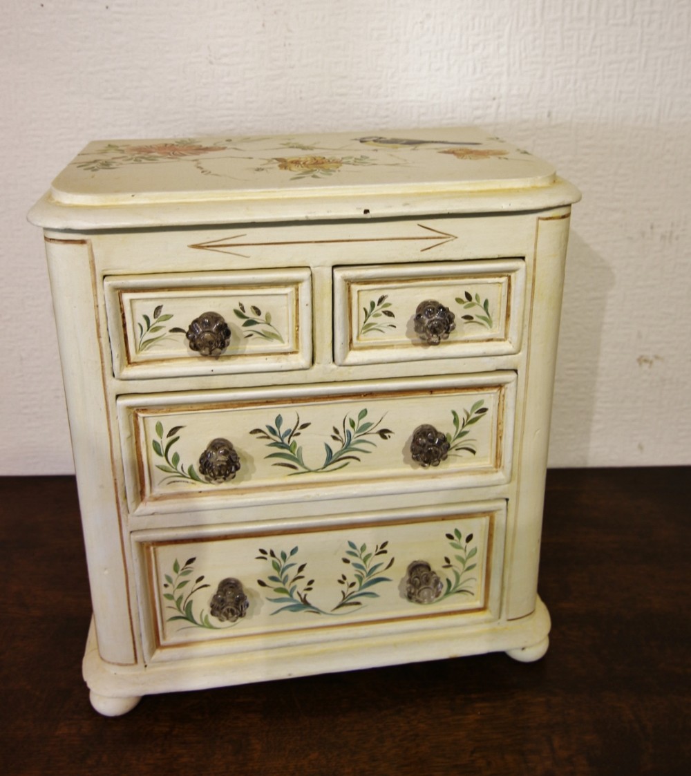 19th century apprentice chest of drawers with glass handles
