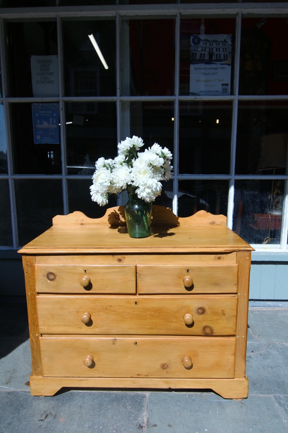 19th century welsh 4 drawer pine chest of drawers