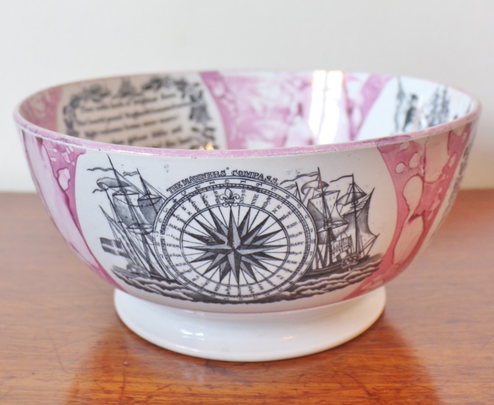 large 19th century sunderland sailors arms bowl