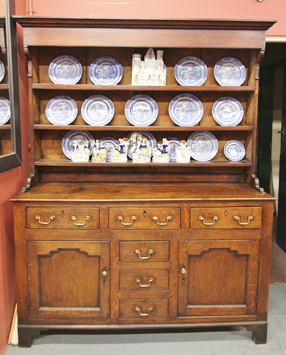 18th century welsh oak dresser and content