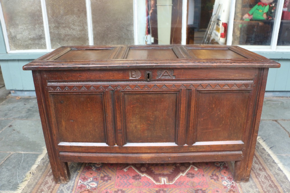 18th century oak initialed coffer