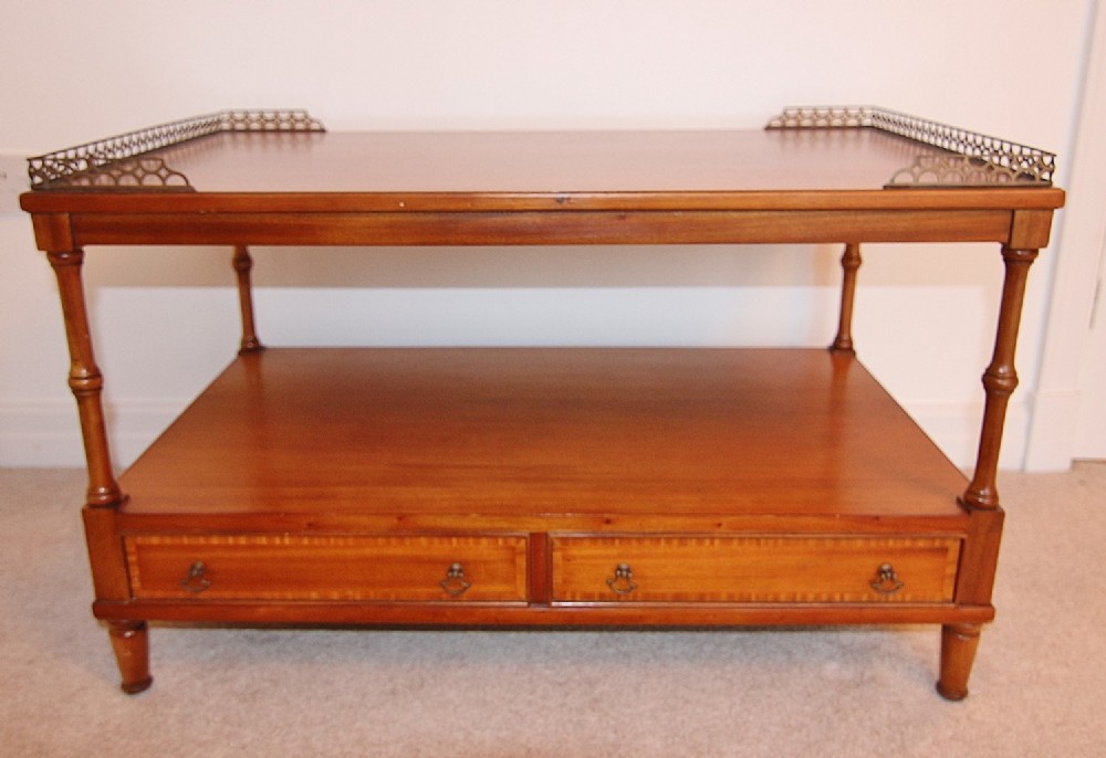 mahogany fruitwood gallery top centre coffe table