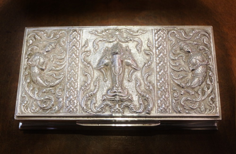 ornate asian silver box