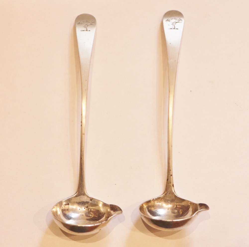 pair late georgian scottish silver hallmarked toddy ladles