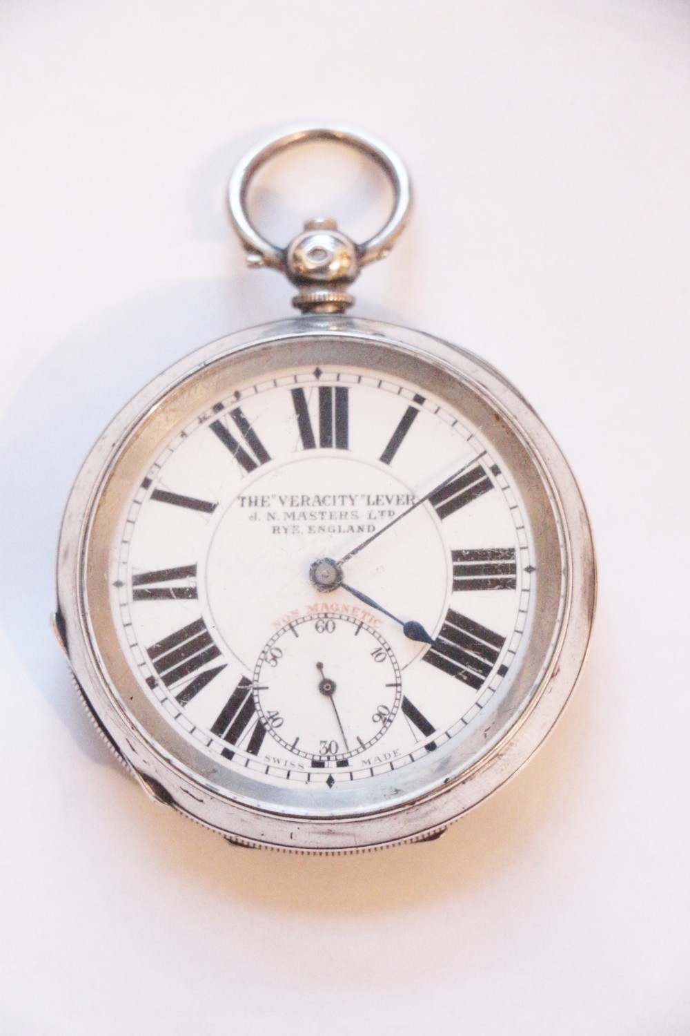 silver hallmarked pocket watch 'the veracity lever ' j n masters' england