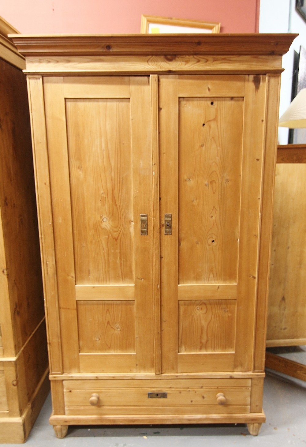 continental pine double wardrobe with single deep drawer