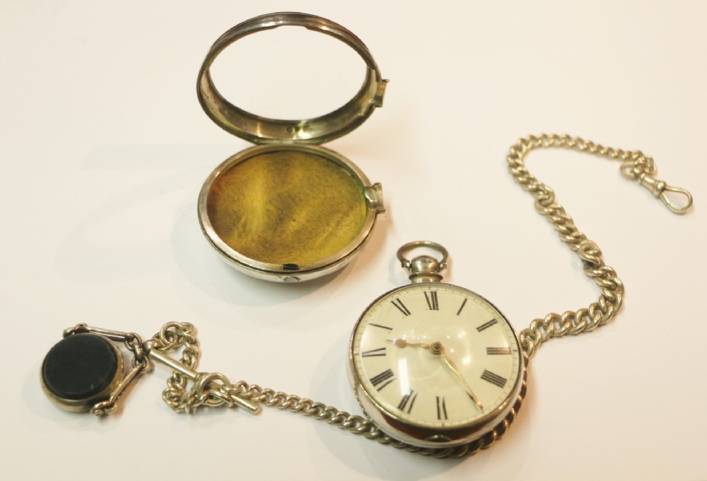 welsh 19th century sterling silver goliath numbered pocket watch belcker with redgreen fob