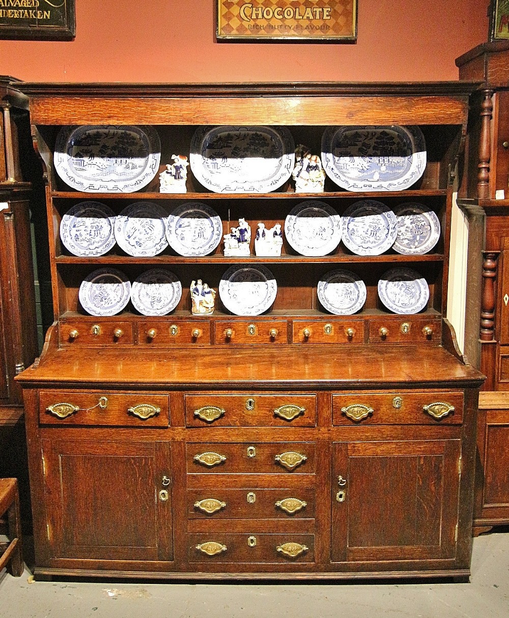 late georgian welsh oak dresser with spice drawers and content