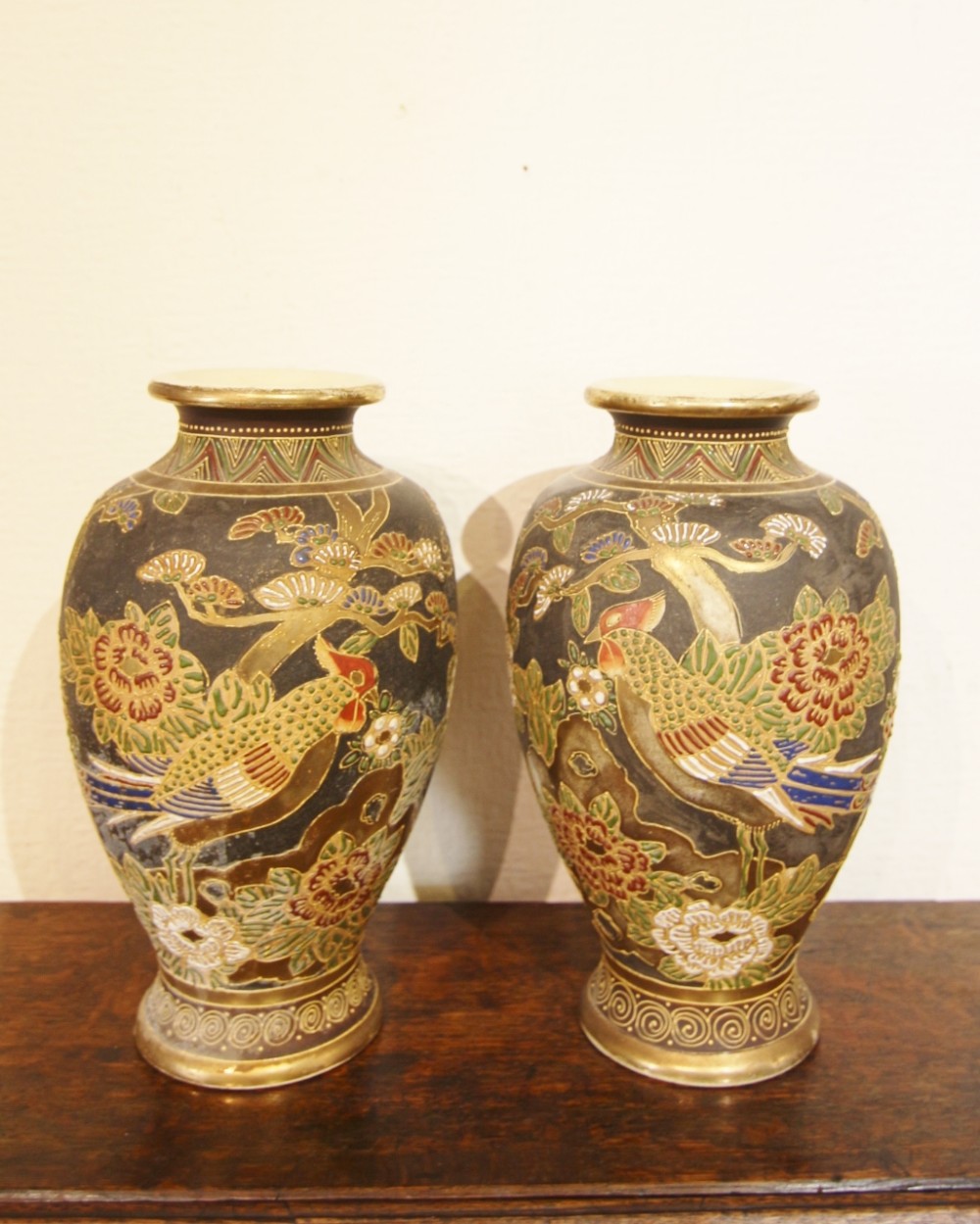 a pair of large satsuma vases