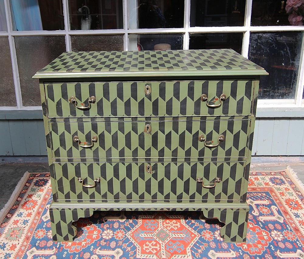 late georgian painted oak chest of drawers