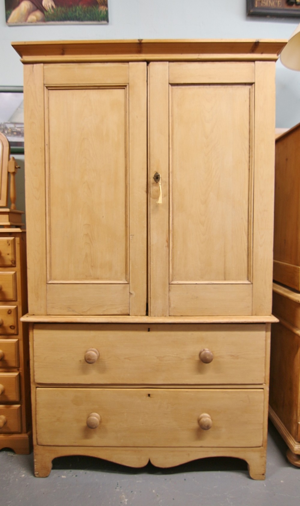 19th century pine press cupboard