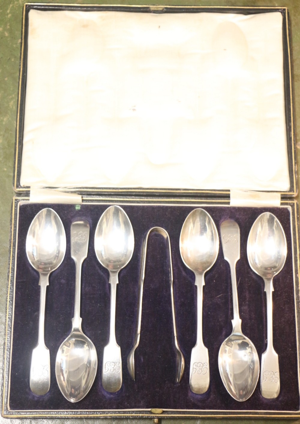 19th century silver hallmarked spoon set