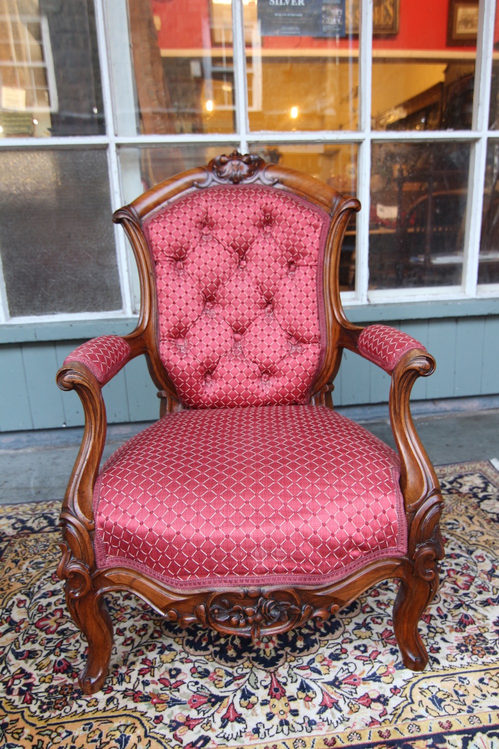 good quality rosewood upholstered nursing bedroom chair