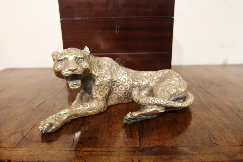 large solid brass bronze art deco leopard
