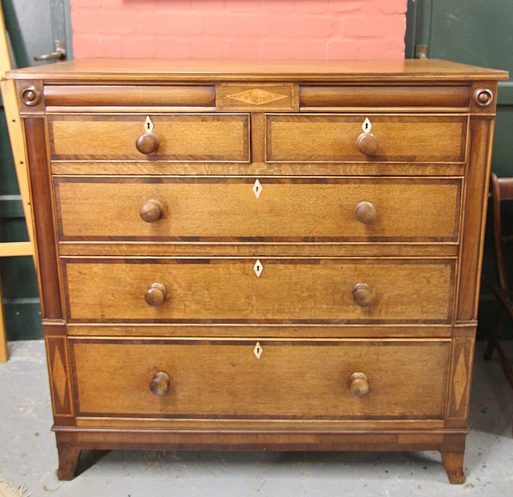 a good 19th century inlaid chest of 5 plus 2 secret drawer chest of drawers