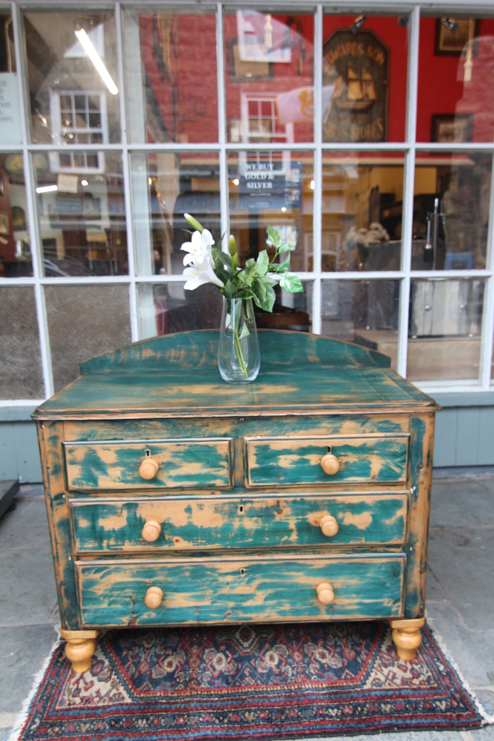 19th century pine chest of four drawers